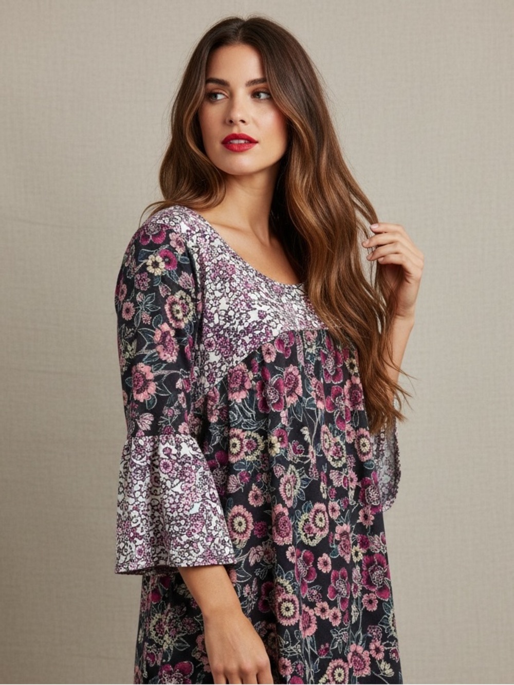 NY Collection Pink Floral Stretchy Pullover Blouse Top Size 1X